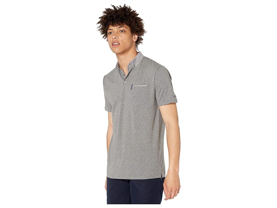 

Ben Sherman Woven Collar Polo (Grey) Men's Clothing, Gray