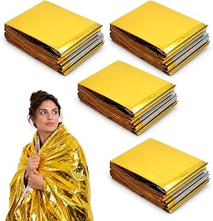 GBKDQQ 16 Stück Rettungsdecke Gold Silber: Leicht, Wasserabweisend Rettungsdecken, 210 X 130 cm Rettungsfolie, Vielseitig, Notfalldecke, Wärmedecke Erste Hilfe, für Outdoor und Notfall
