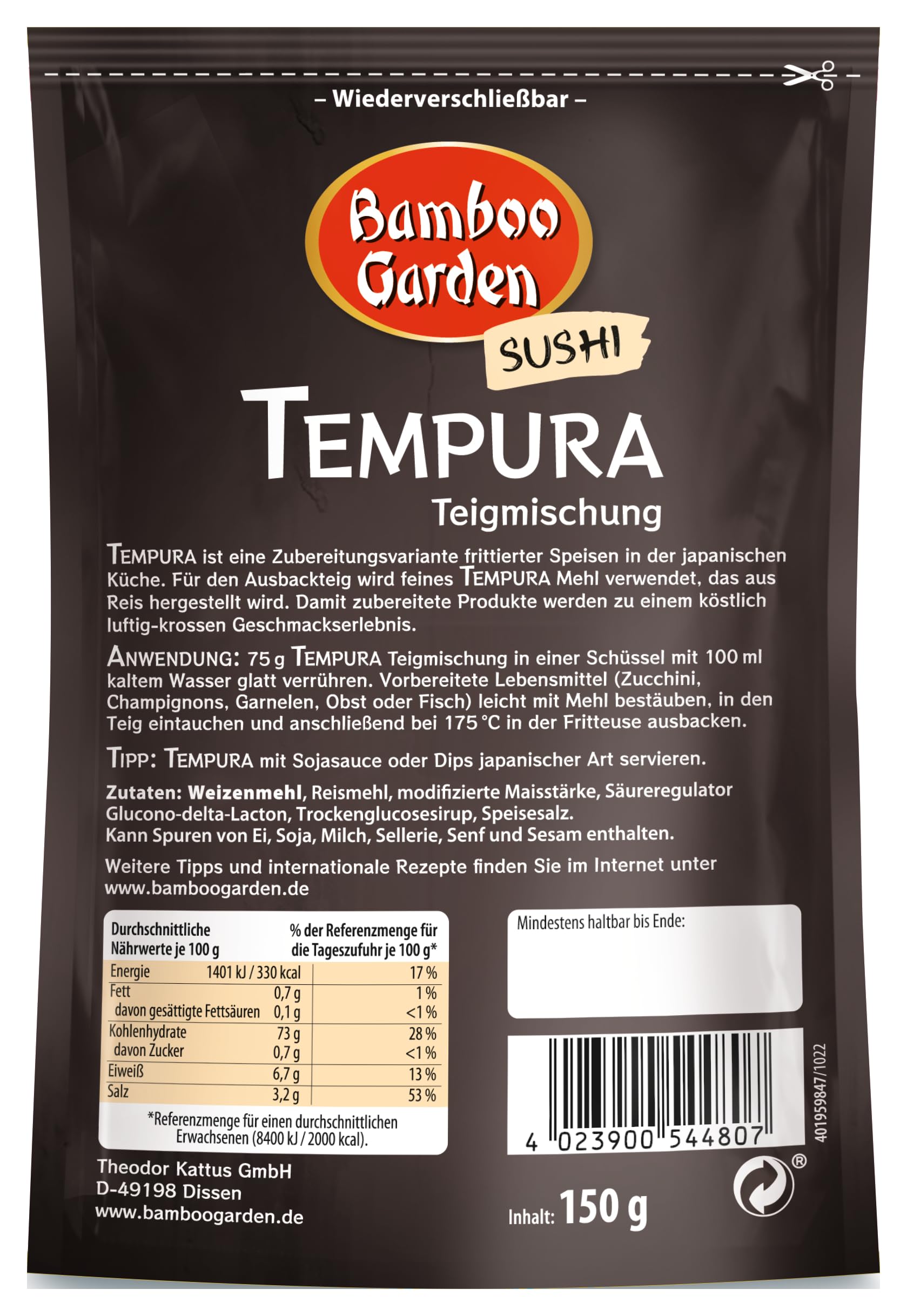 Bamboo Garden Tempura mieszanka ciasta, opakowanie 5 sztuk (5 x 150 g)