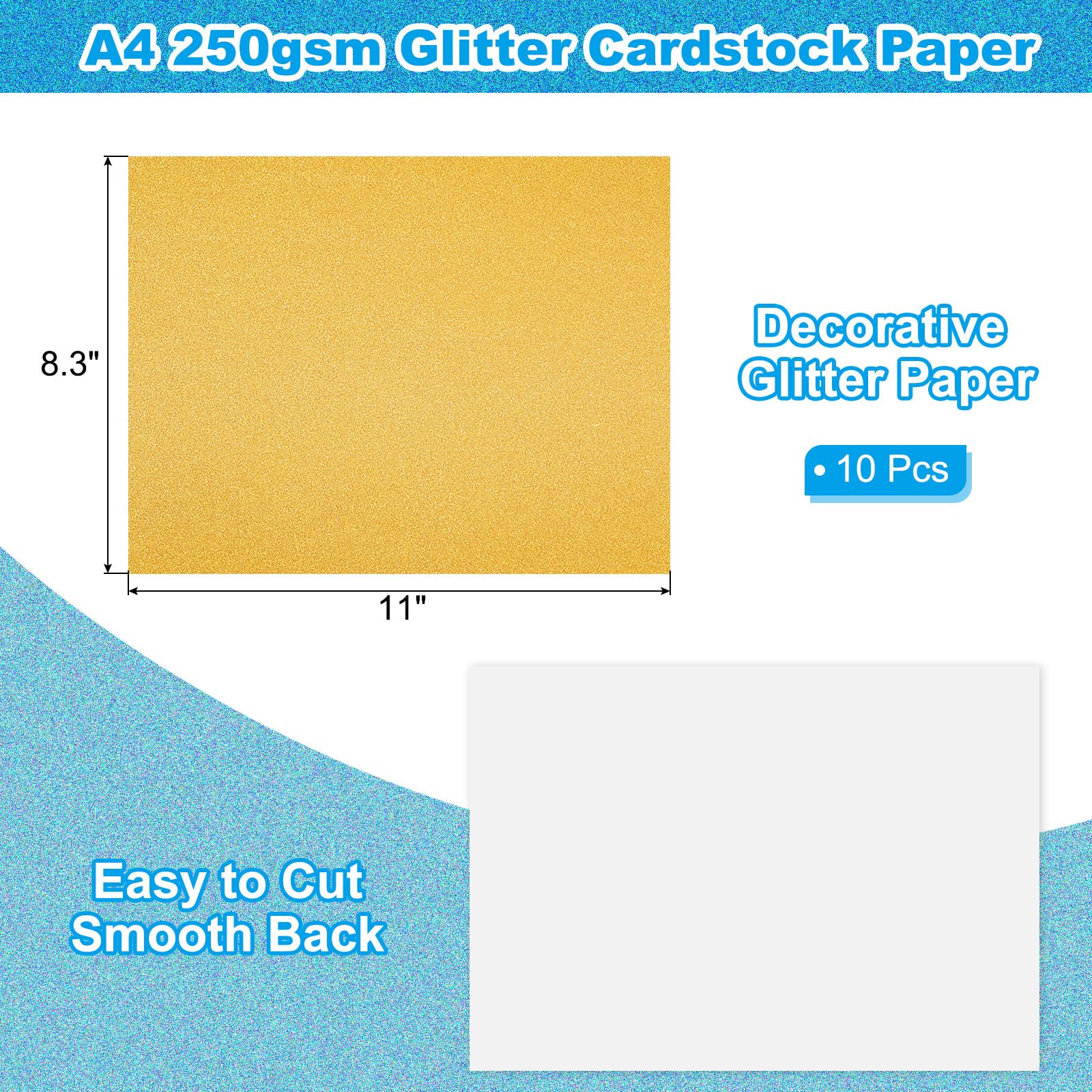 PATIKIL 10 Sheets Gold Glitter Cardstock 8.5 x 11 in - Image 2