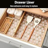 Vista 34 de INNOLITES Kitchen Cabinet Shelf Liner Non-Adhesive Refrigerator & Drawer Liner Waterproof, Oil-Proof EVA with Floral Pattern Easy to Cut &