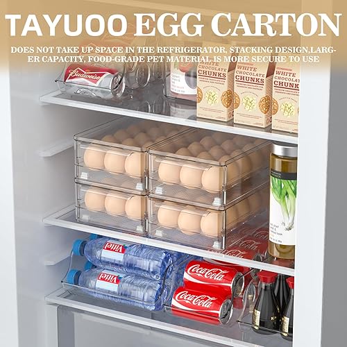 Miniatura 6 de Refrigerador Estante de huevos Refrigerador pul-out Contenedor Apilamiento Organizador de refrigerador Caja de plástico Huevos Caja Bandeja de