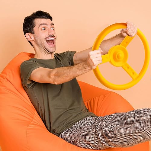 Miniatura 7 de Juego de accesorios de volante de plástico para patio trasero, casa de árbol, parque infantil, gimnasio de selva (1, amarillo)