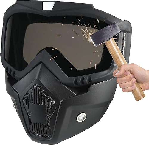 Miniatura 9 de Máscara Airsoft de cara completa, máscara de paintball, máscara táctica, gafas de casco de motocicleta con máscara facial extraíble para hombres y