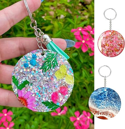 Miniatura 4 de Juome Moldes de resina de silicona para adornos de Navidad, 4 piezas de moldes de Navidad colgantes de forma redonda para resina epoxi, manualidades