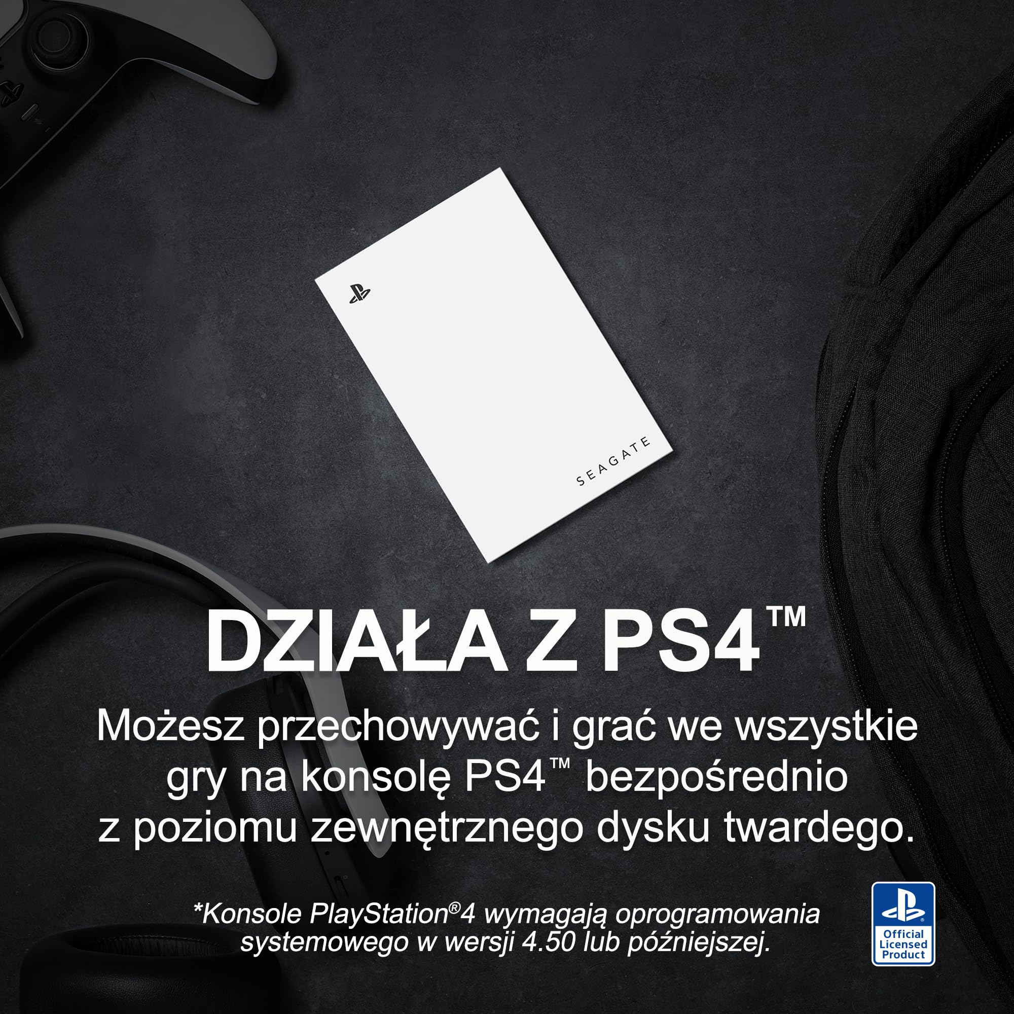 Seagate Game Drive for PS5, 2 TB, Zewnętrzny dysk HDD, USB 3.0, oficjalnie licencjonowany, niebieskie podświetlenie LED (STLV2000201)