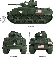 Vista 2 de BMC WW2 Sherman M4 Tank - Vehículo militar 1:32 verde oscuro para hombres de plástico del ejército