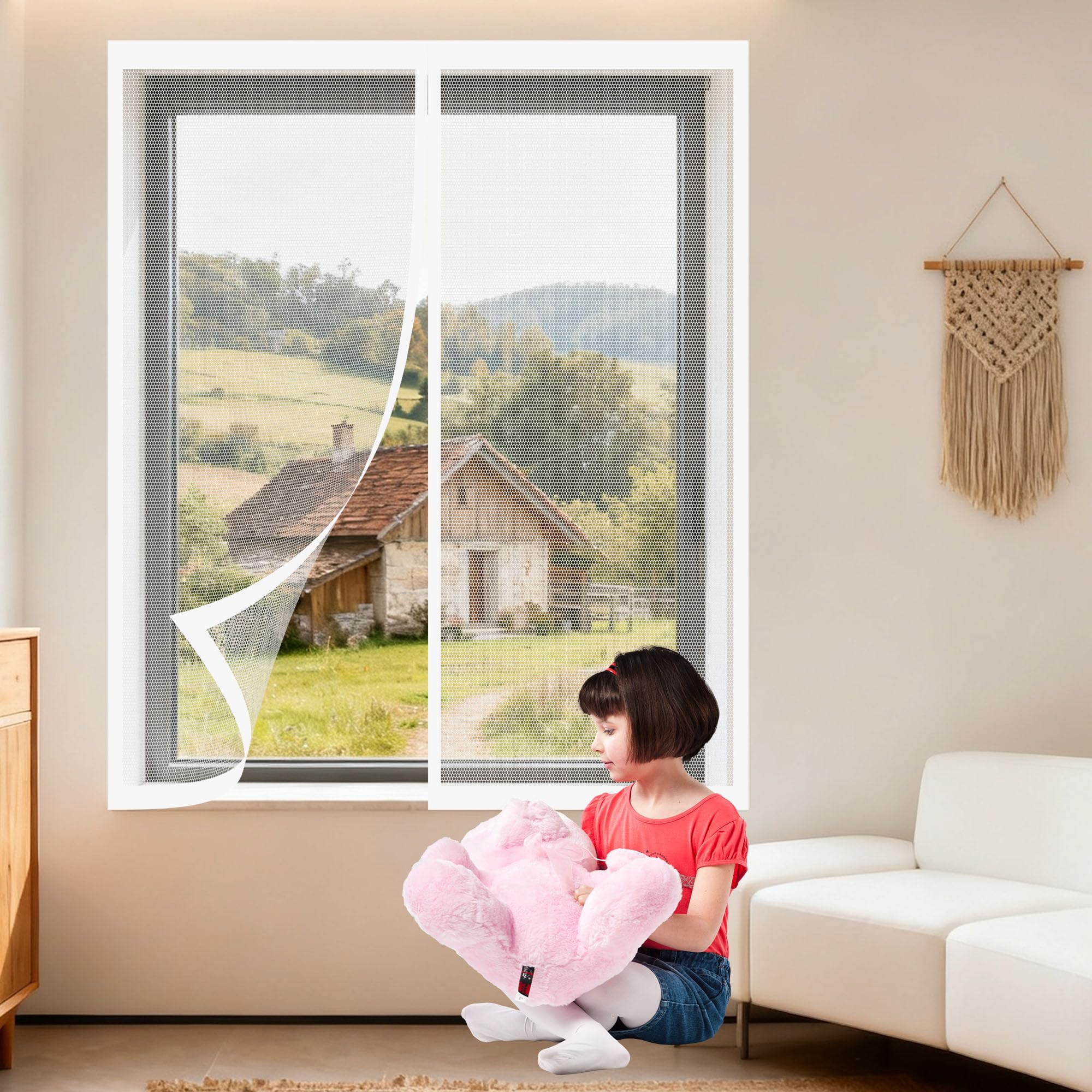 Moustiquaire magnétique 155x180 cm auto-adhésive pour chambre et balcon