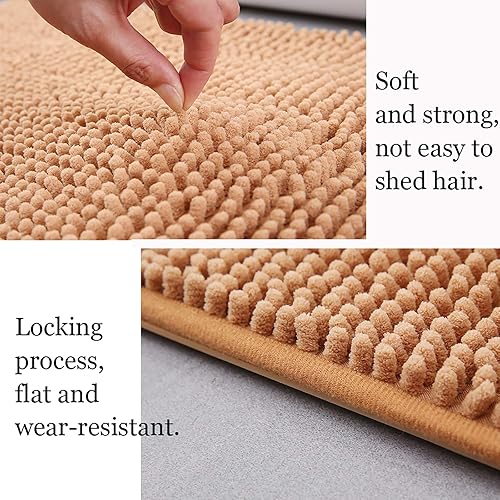 Vista 7 de QWEASDF Tapetes absorbentes para baño, antideslizantes, para ducha, entrada, entrada, felpudos de felpilla, extraíbles y lavables, color gris, 19.7