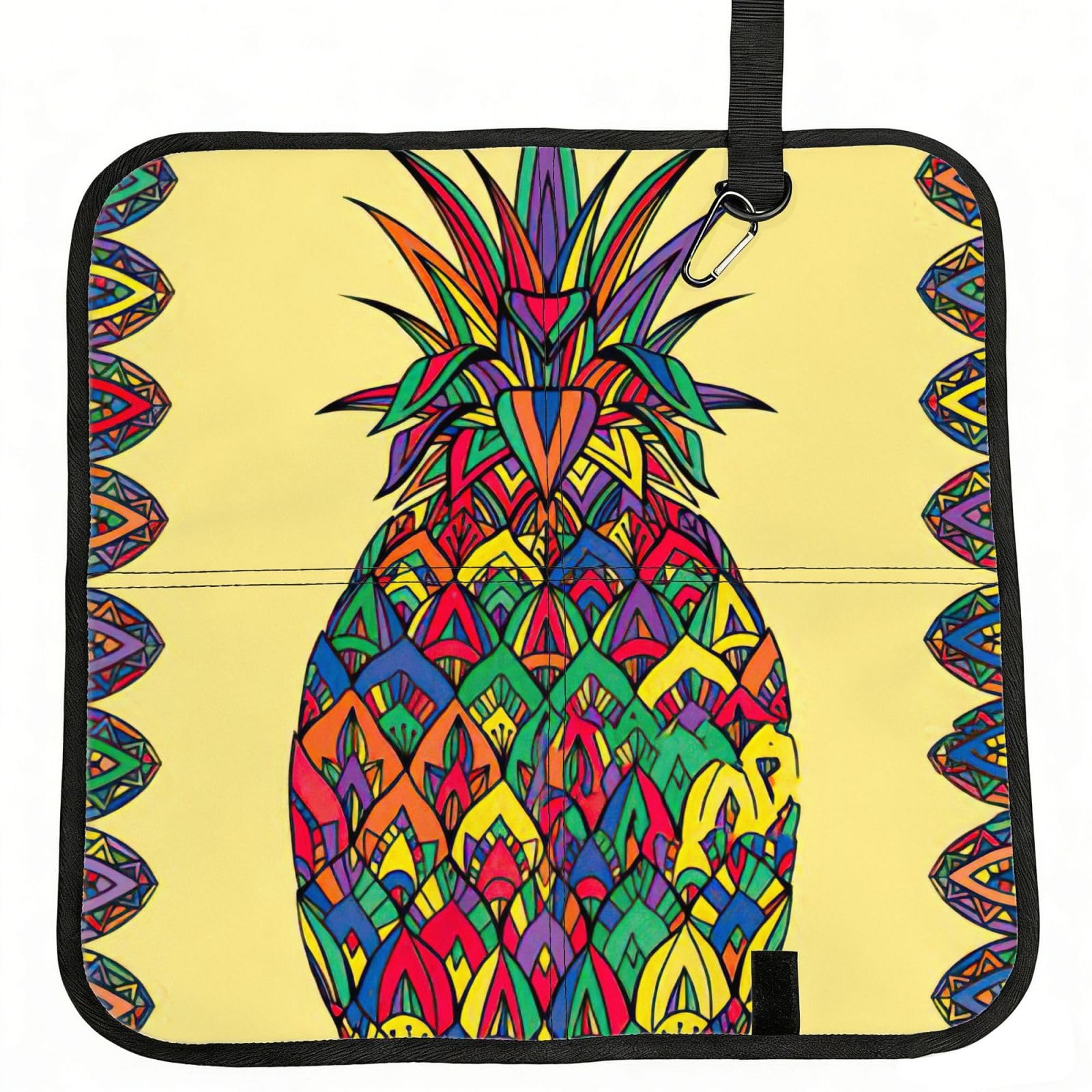 bghdfa Rainbow Pineapple 1 Print Outdoor Sitting Mat Waterproof Oxford Cloth Seat Cushion Folding Foam Camping Seat For Picnic