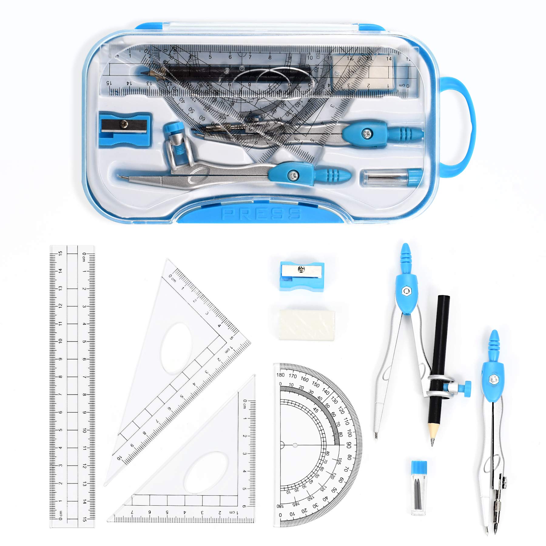 Maths Sets White Teaching Supplies 13-Piece Math Geometry Set - Compass ...