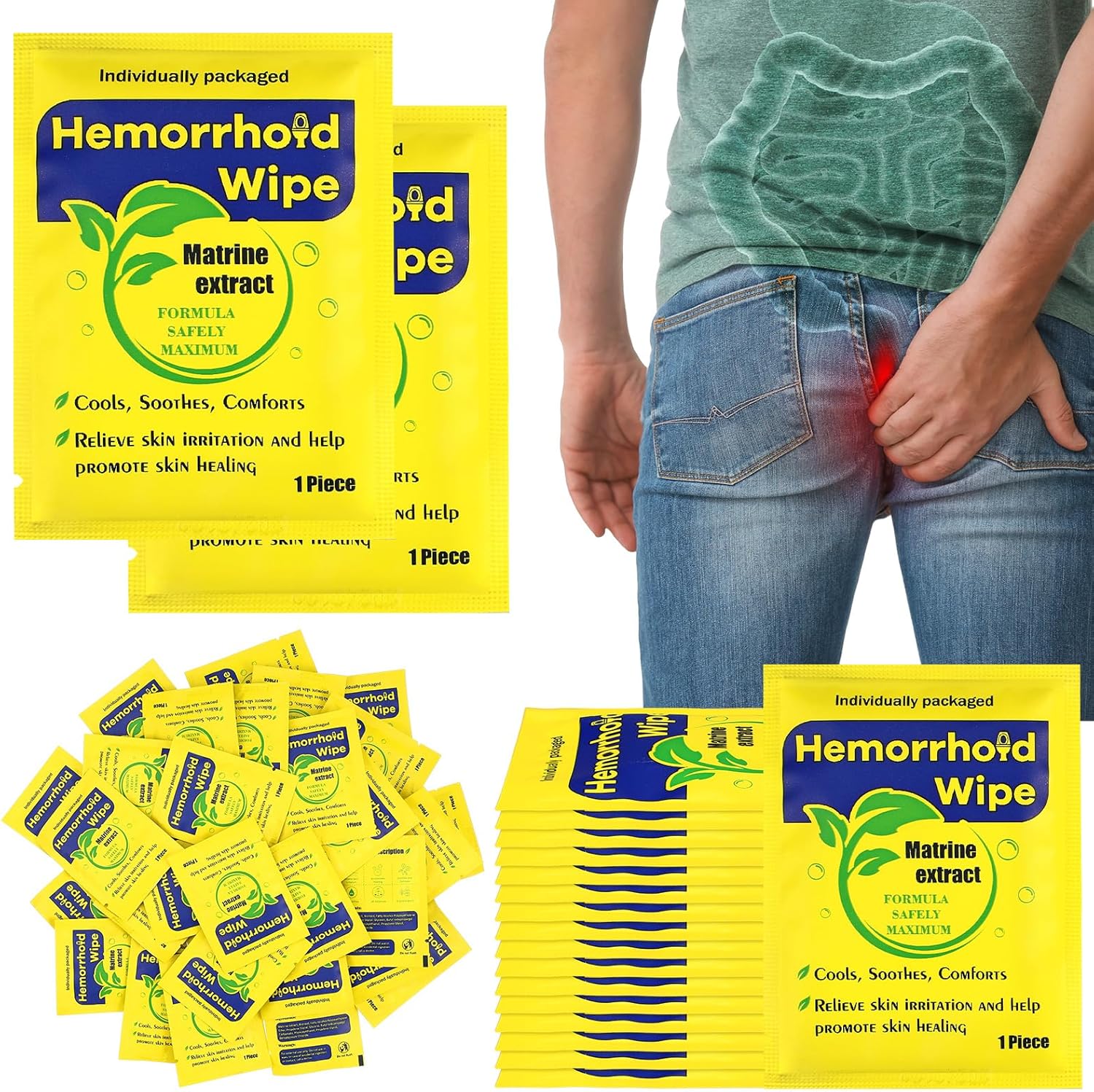 Tondiamo 200 Pcs Hemorrhoid Wipes Individually Wrapped