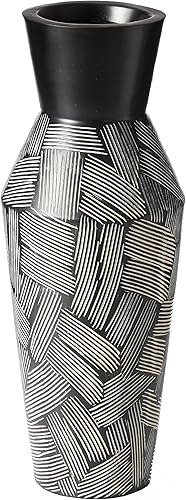 Miniatura 6 de Uniquewise Jarrón de mesa de diseño recto de estilo clásico para entrada, comedor o sala de estar, color negro de cerámica