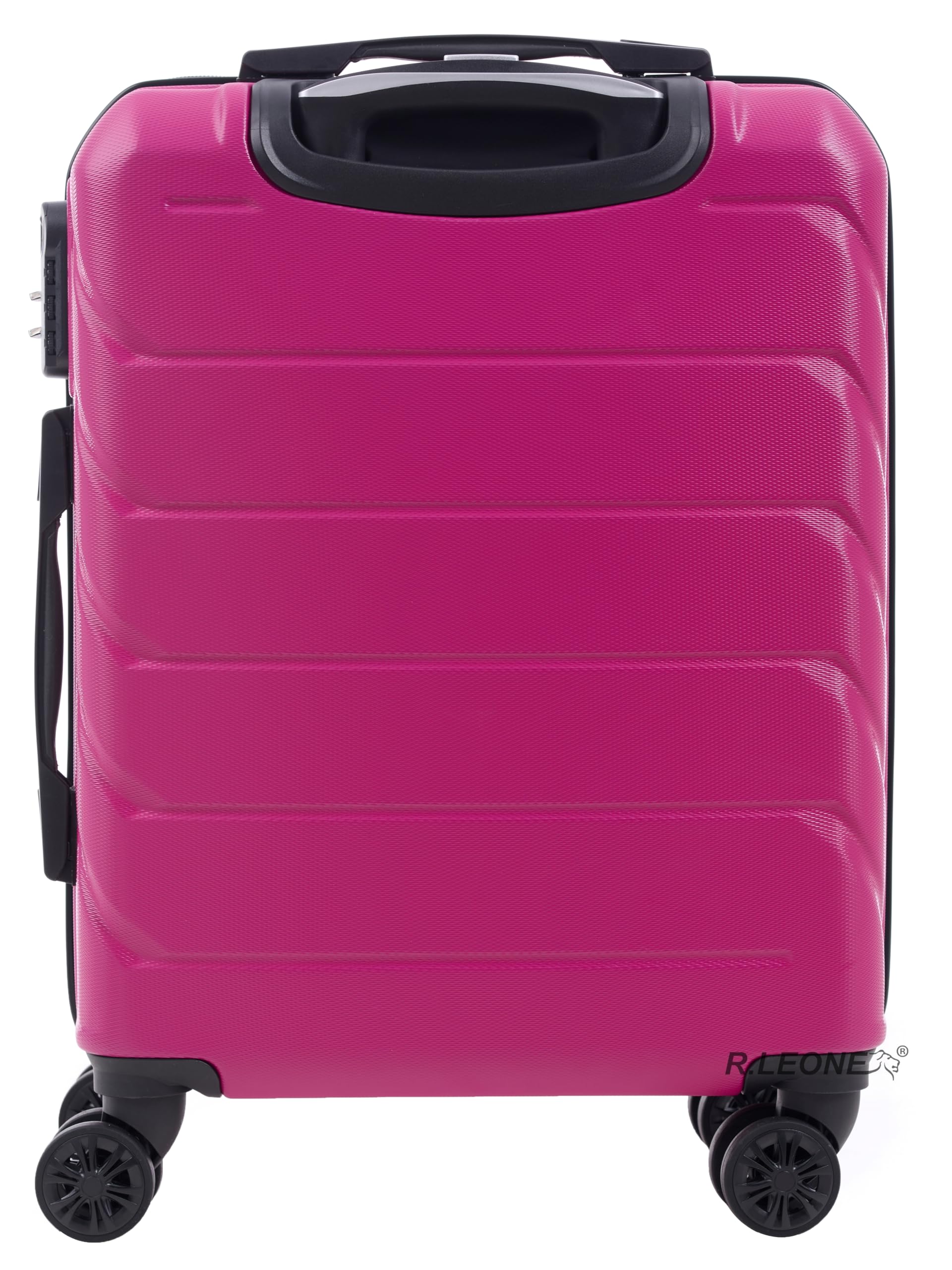 R.Leone Valigia da 1 Fino a Set 3 Bagaglio a mano 55x40x20 Ryanair, Medio, Grande Ultra Resistente Trolley rigido leggero 8 ruote in ABS 2220 (Fucsia, S Bagaglio a mano)