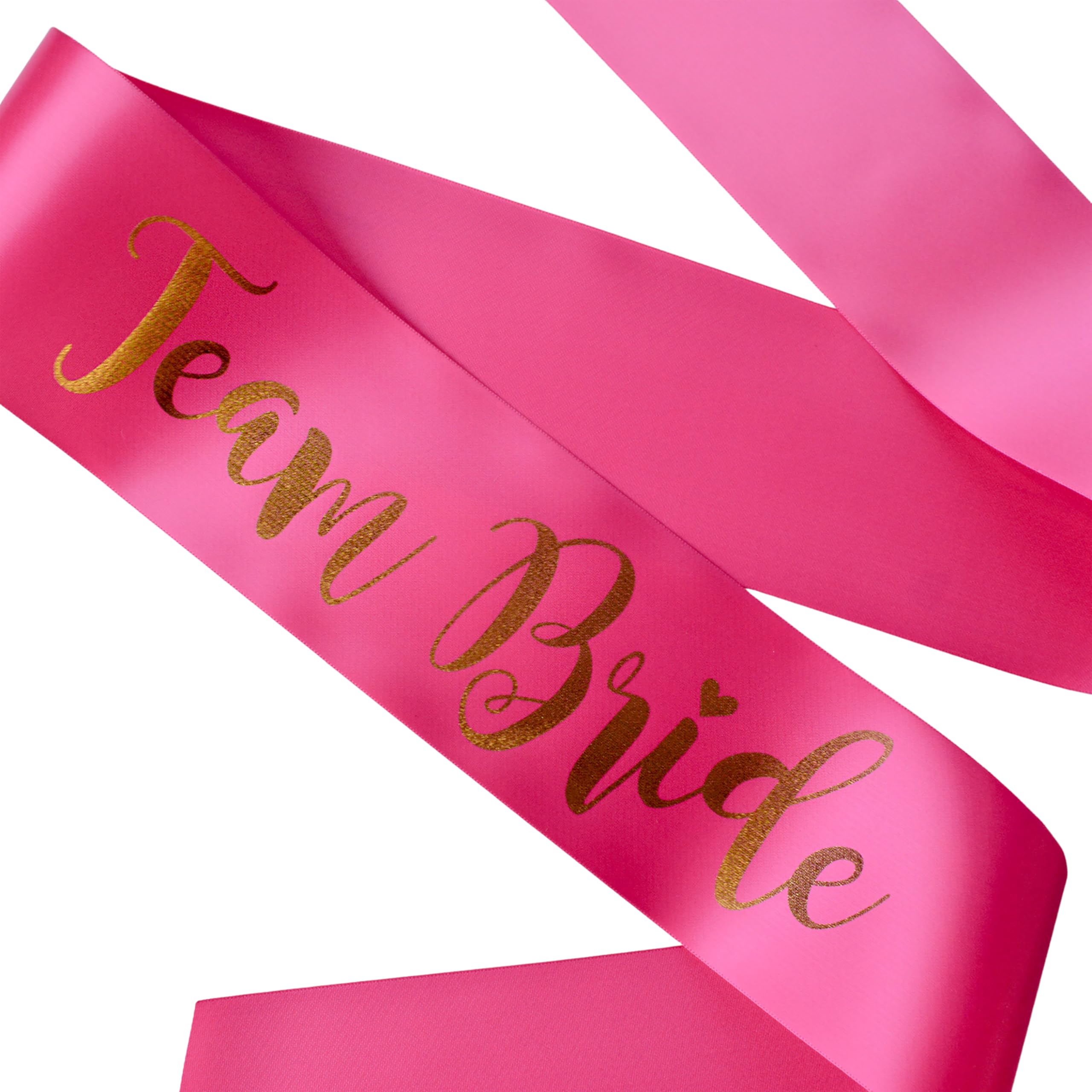 Pink Team Bride Hen Party Sash, Hot Pink with Metallic Gold Print, Satin Ribbon, Adjustable, 1.7m or Plus Size 2.1m