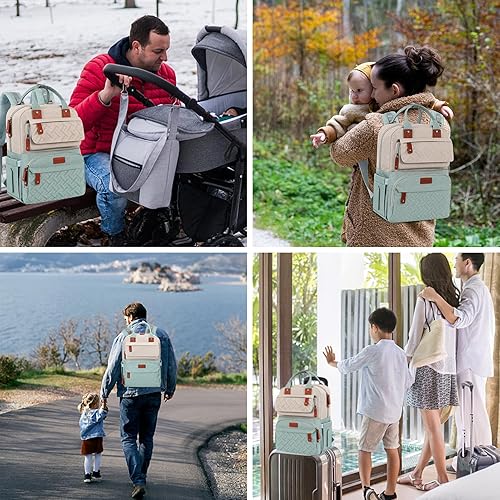 Miniatura 3 de Legestori Mochila para pañales, bolsa de pañales para bebé, bolsa de pañales rosa grande, mochila de regalo para niñas, Verde, Casual