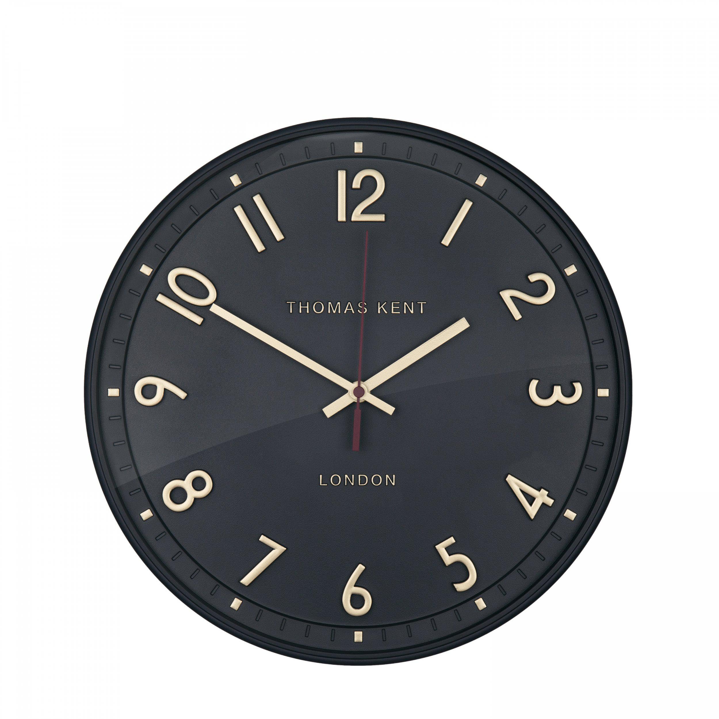 Horloge murale en verre bombée Thomas Kent Tresco aux finitions or et relief soignées