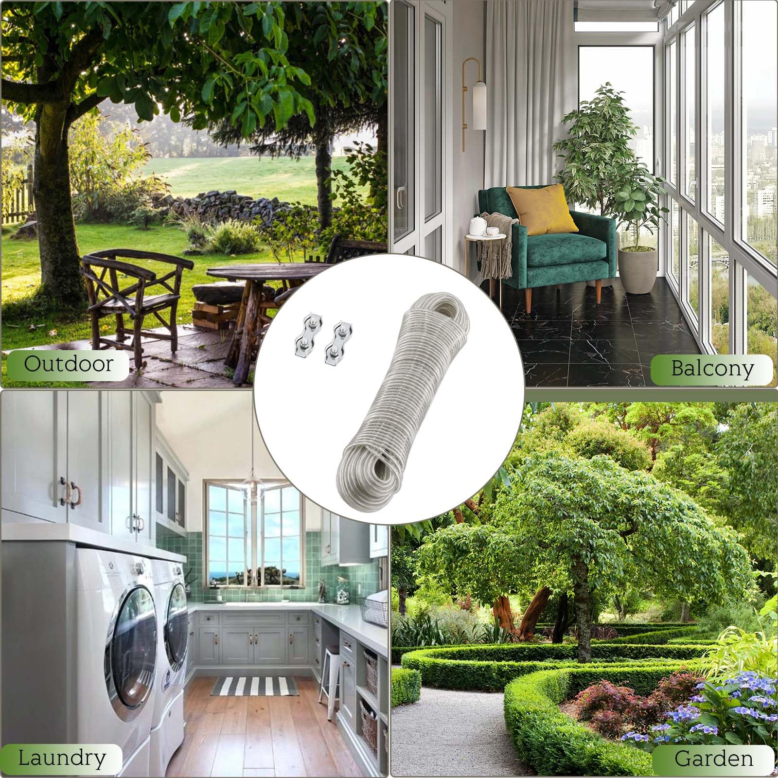 Corde Charge 200kg Imperméable Corde à Linge 50 M Avec Âme Acier – Charge Max 200 Kg, Inoxydable, Étanche, Diamètre 4 Mm Transparent Pour Jardin & Balcon