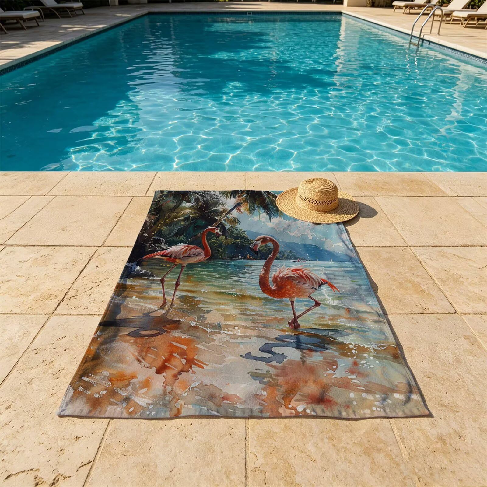 Flamingos Toalla Playa 220 x 160 Resistente a la Arena Secado rápido Ligero, Toalla Playa Grande 160x220cm Suave Cómodo como Gym Yoga Sauna Toallas Baño Grandes Travel Essentials Animal XTLS-4789
