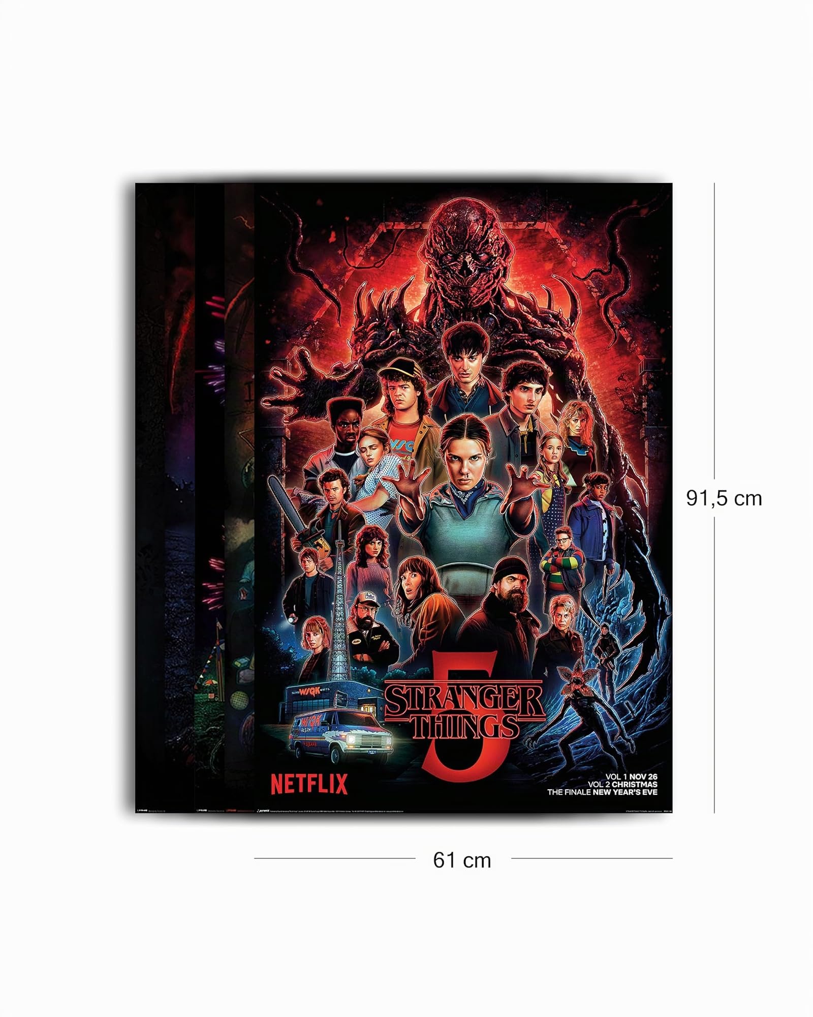 Pyramid International Stranger Things Poster Set 5er – Alle 5 Staffeln als Plakate | je 61 × 91,5 cm – Retro-Look für Nerd-Wall, Gaming-Room & Home-Cinema
