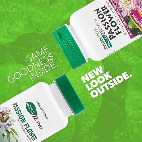 Miniatura 2 de Natures Plus Herbal Actives Passion Flower - 250 mg, 60 cápsulas veganas - Promueve la calma natural - Vegetariano, sin gluten - 60 porciones