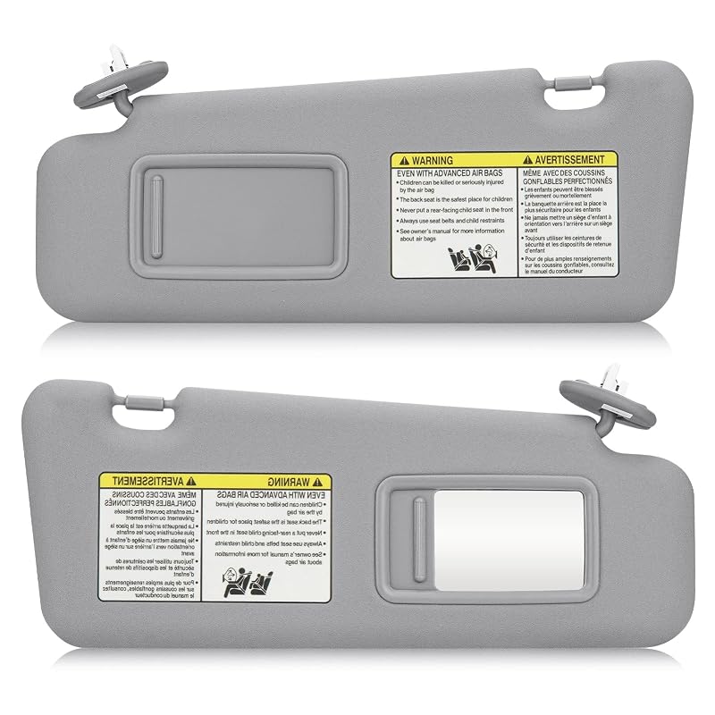 Kit com 2 Para-sóis com Luz Aeagle para Toyota Highlander 2008 a 2013, Lado Esquerdo e Direito, Cinza