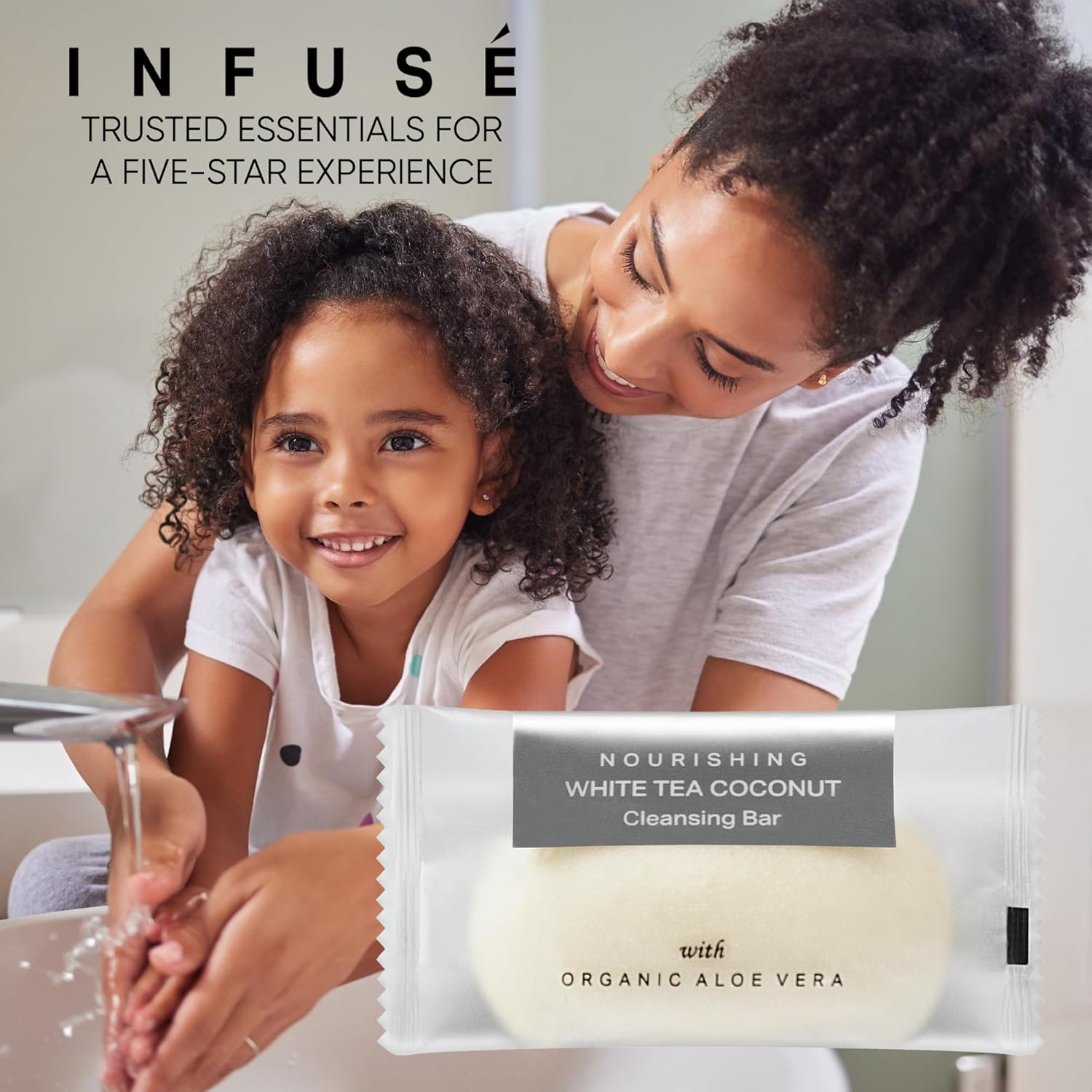 Infuse Travel Size Hotel Bar Soap 400 Count 20 g Bars Guest Amenities for Hotels Vacation Rentals and Short Term Rentals Paraben Free White Tea and Coconut Scent Infused with Aloe and Olive Oil