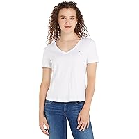 Tommy Jeans T-shirt Maniche Corte Donna TJW Slim Soft Scollo a V