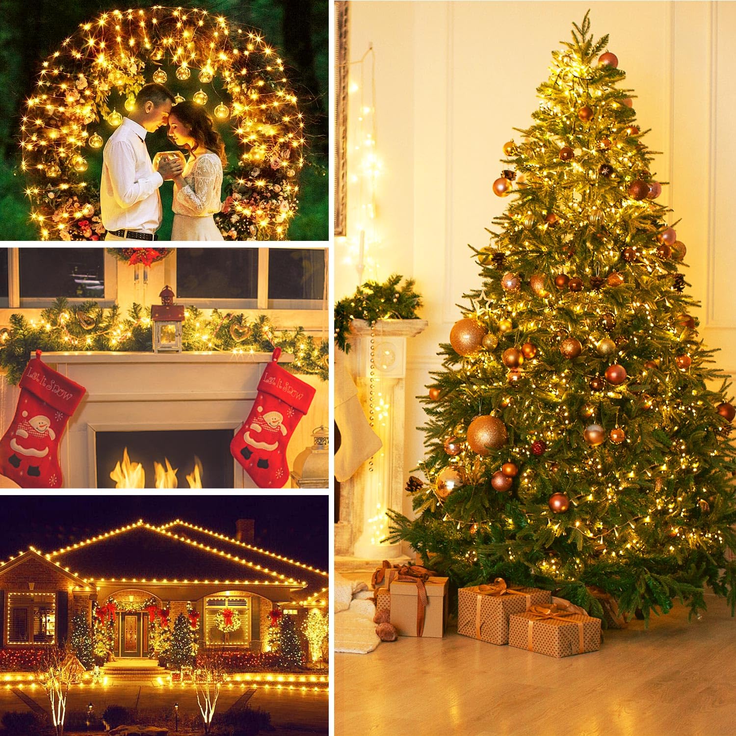 Luces LED Pilas, 2x12M 120 Guirnalda Luces Interior IP65 Impermeable, 8 Modos Brillo Ajustable Luces Exterior con Control Remoto para Habitacion,Bodasm,Fiesta,Navidad,Jardín,Balcón
