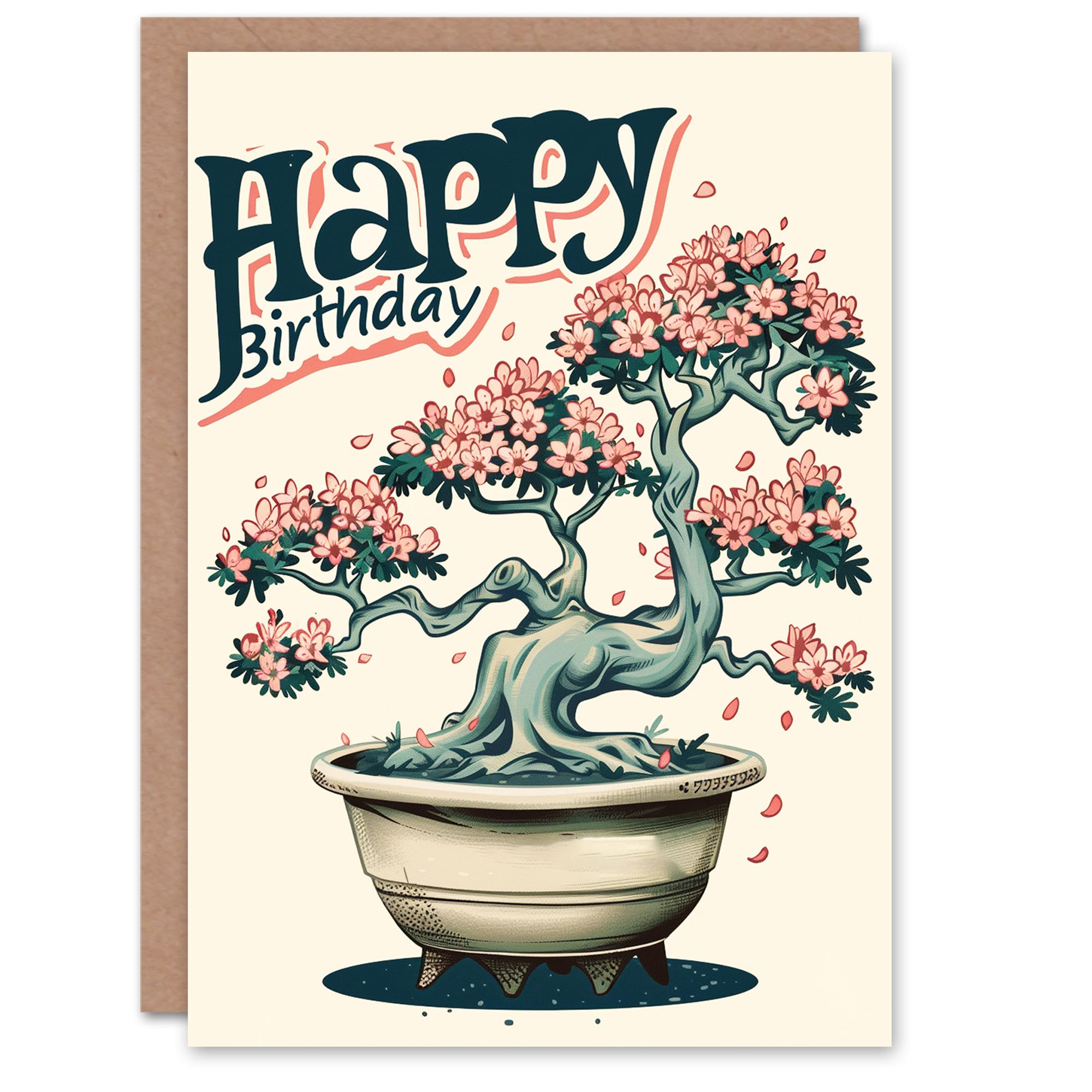 Artery8 Women's Birthday Card Cherry Blossom Bonsai Tree Greeting Card Pink