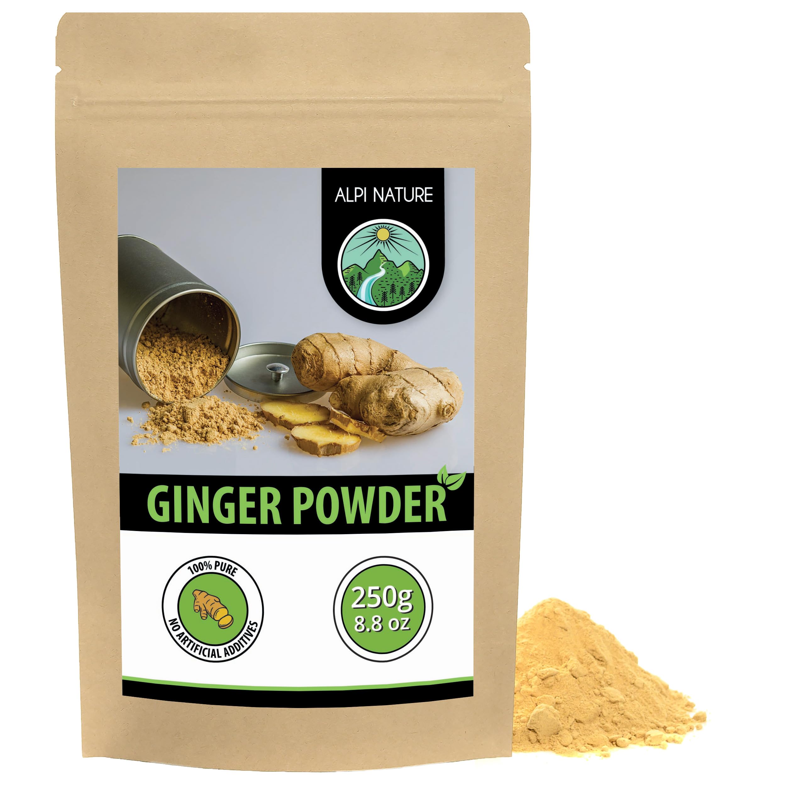 Alpi Nature Ginger Powder 250g 8.8 oz, Dried and Ground Ginger Root Powder for Cooking and Baking