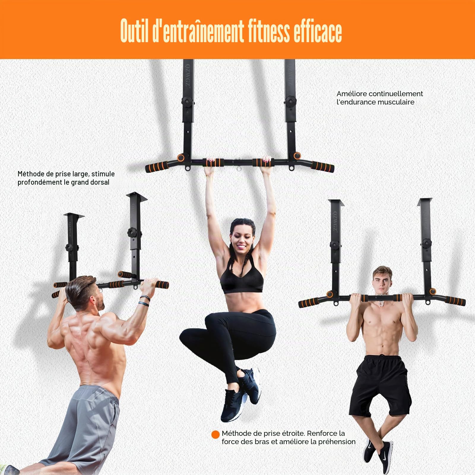 Barre de traction réglable en hauteur, barre de traction robuste, support de poutre, barre de traction, support de plafond, appareil d’entraînement de force pour la maison, salle de sport