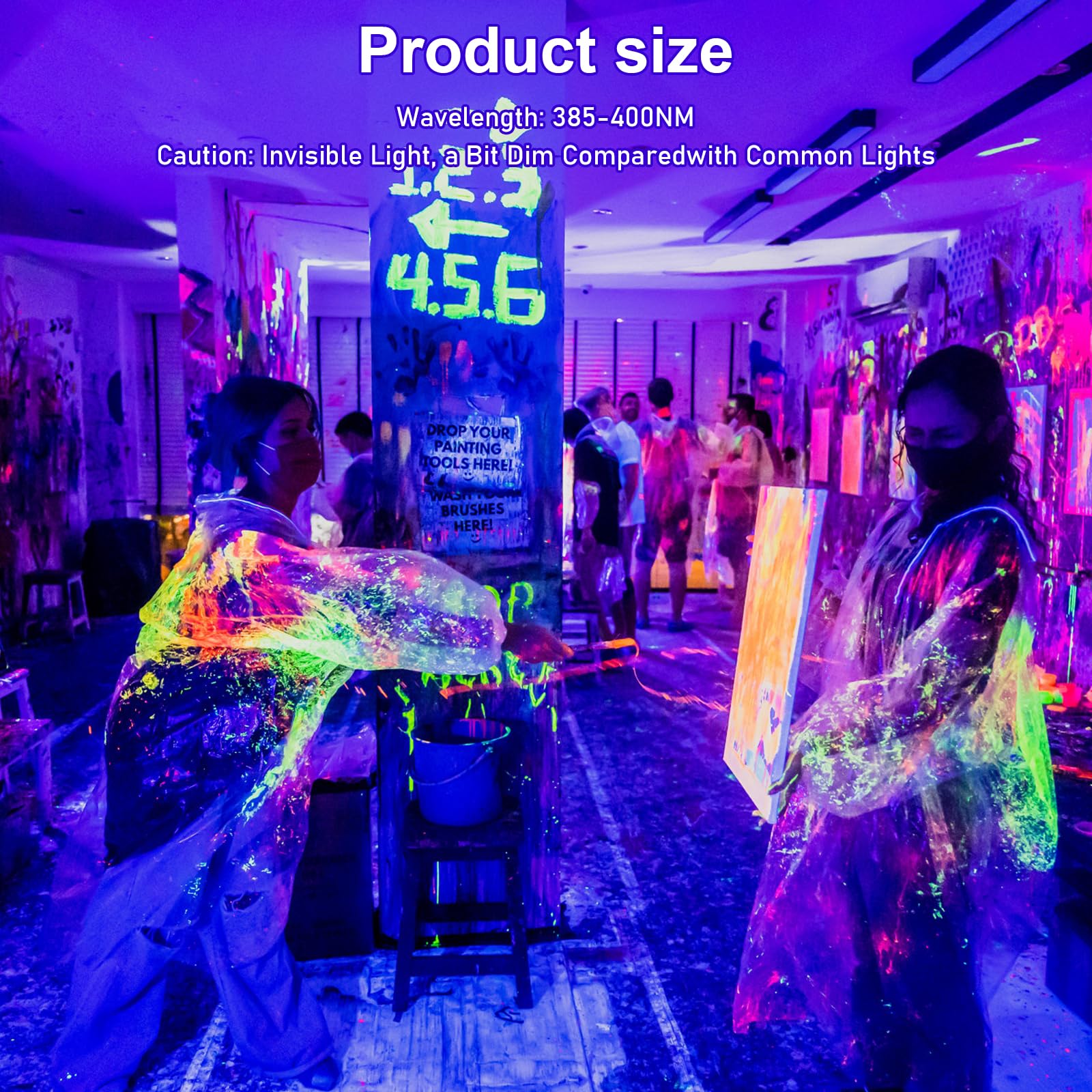 Luce UV nera: 2 luci LED da 150 W, IP66, impermeabili, 385 – 400 NM, luce nera, per feste, eventi all'aperto, feste di colore nero, feste (230 x 170 x 28 mm)