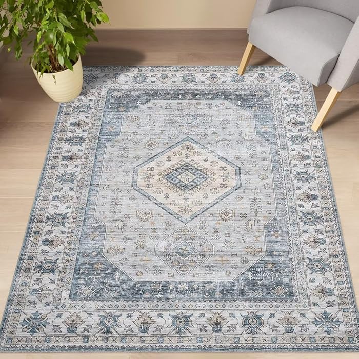 GlowSol Washable Rug 3x5 Floral Medallion Print