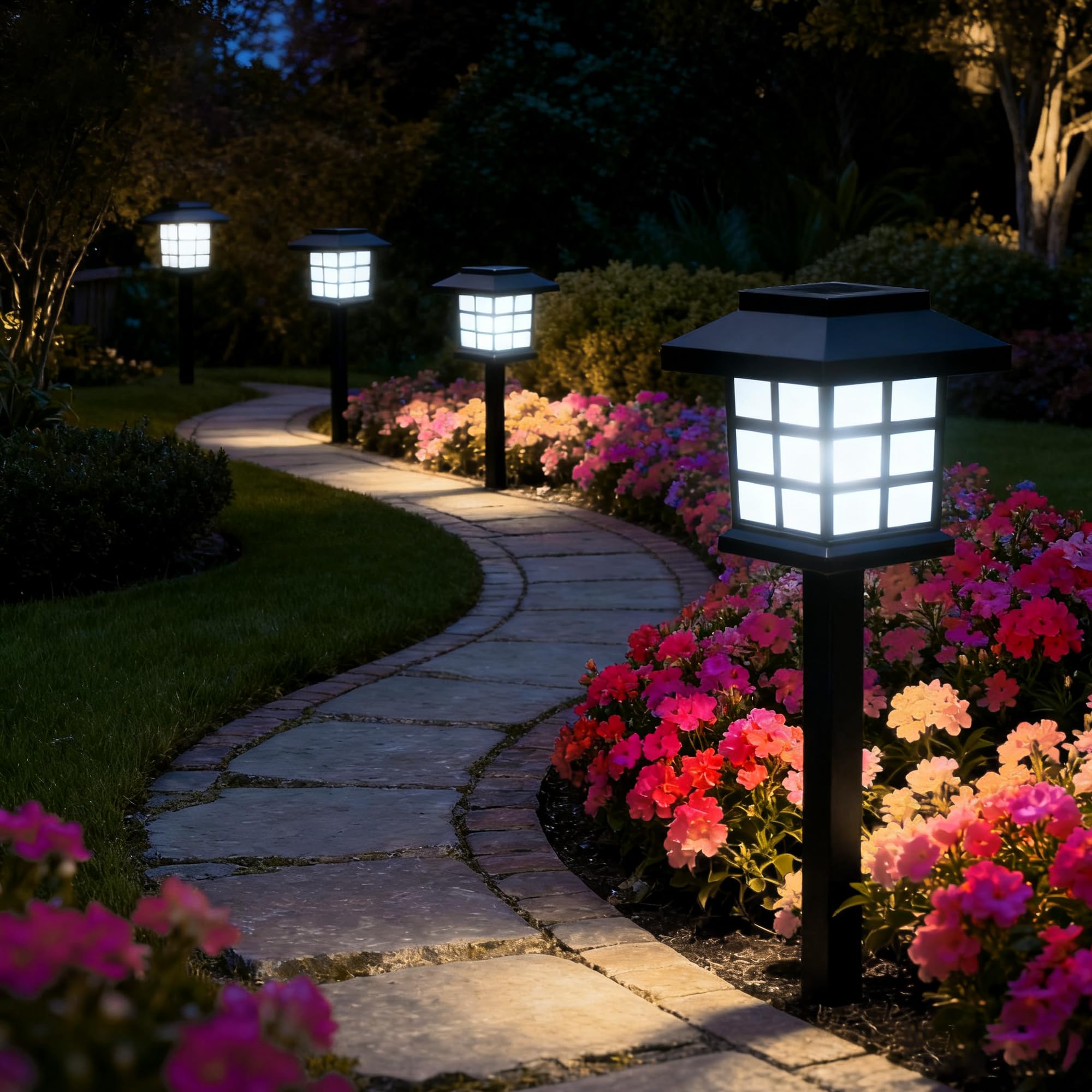 solar lights outdoor,10 pack led solar garden lights waterproof,auto on/off solar pathway lights for landscape,path,yard,patio,driveway,walkway decor