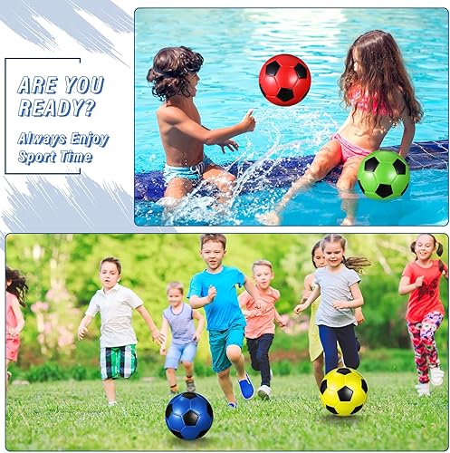 Miniatura 5 de Junkin 4 pelotas de fútbol de espuma suave para niños principiantes de 6 pulgadas, tamaño oficial 2 para interiores y exteriores, mini pelota de