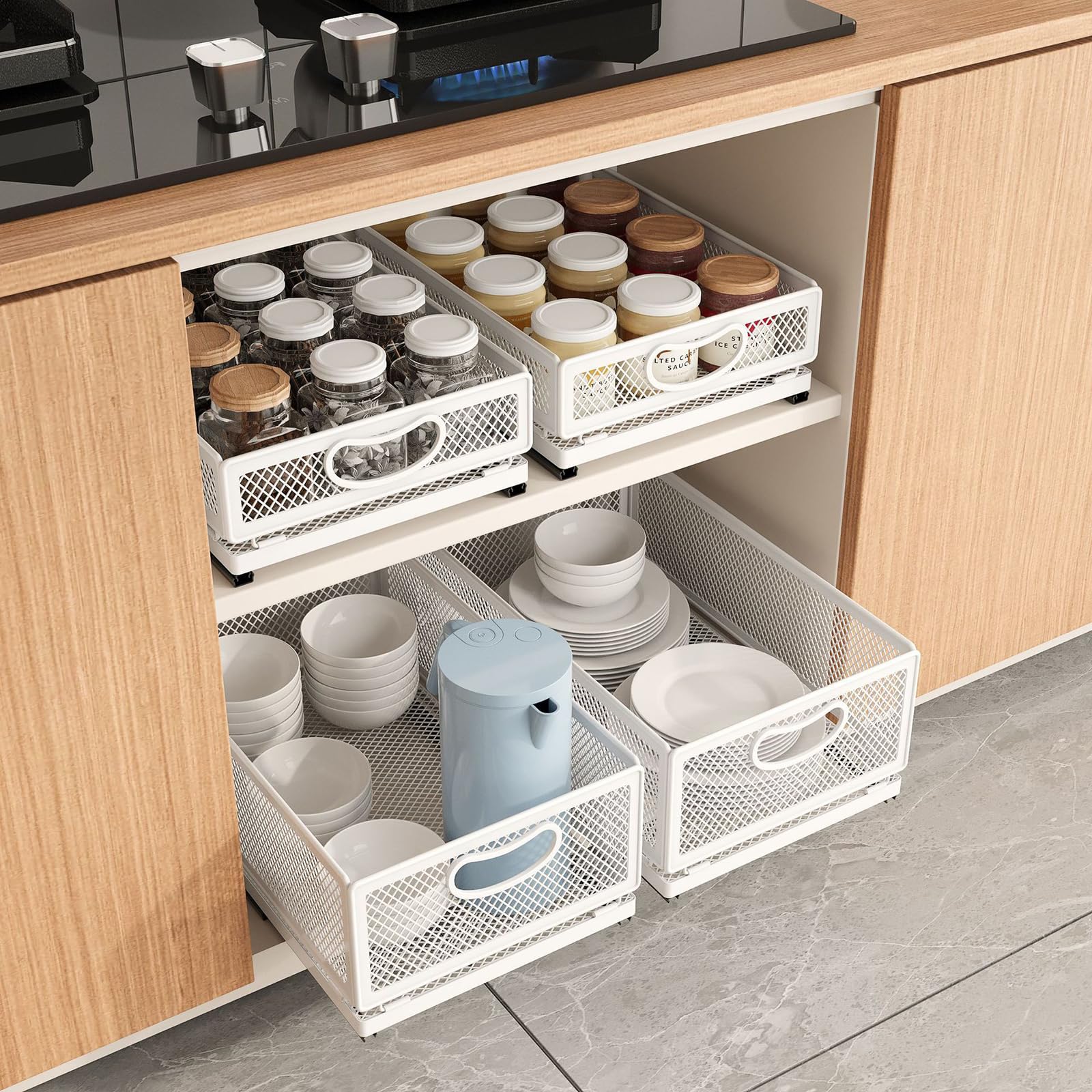 Acero al carbono pesado deslizante Der Nizer – Sto Solut de cocina que ahorra espacio para cabi, fácil acceso y diseño extraíble para el hogar