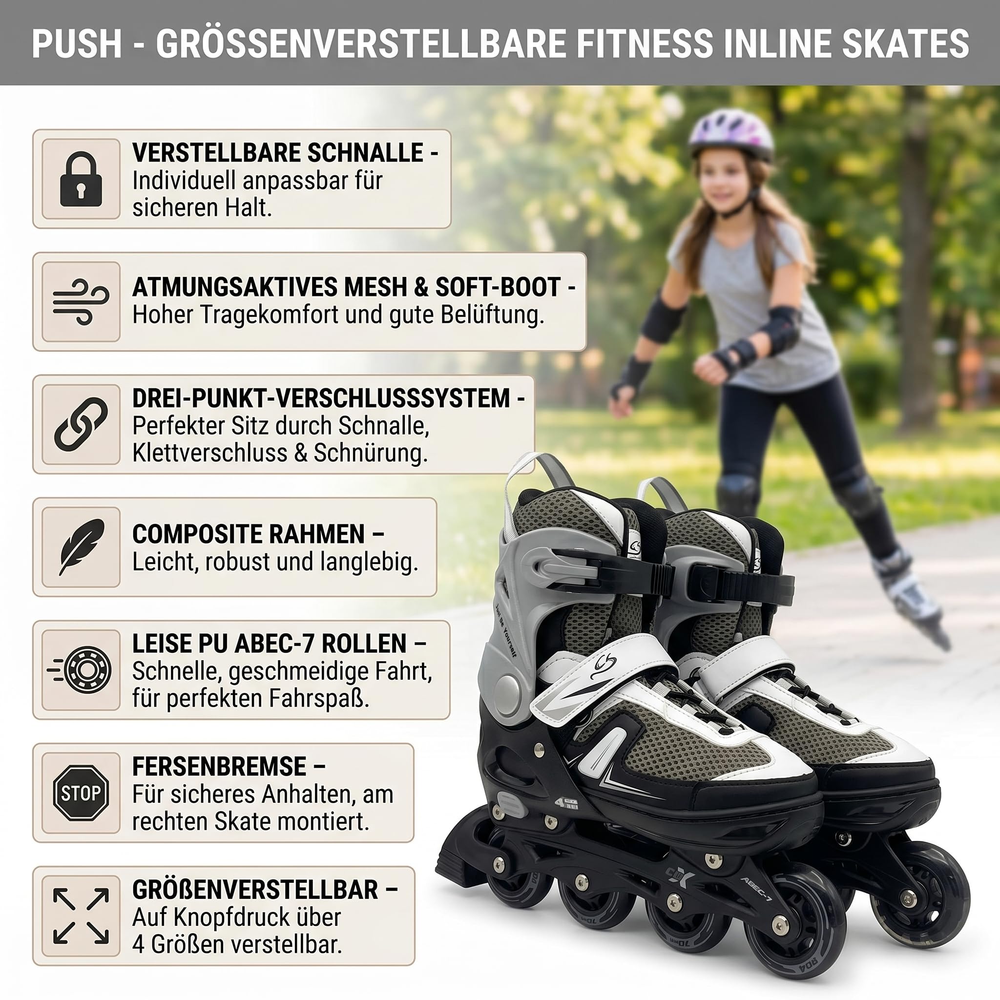 Cox Swain Push 2in1 Inliner & Schlittschuhe - Größenverstellbare Kombi Skates & Eislaufschuhe für Kinder, Mädchen, Jungen, Damen & Herren - Edelstahlkufen, PU-Rollen, ABEC 7, Gr. 29-32 bis 43-46