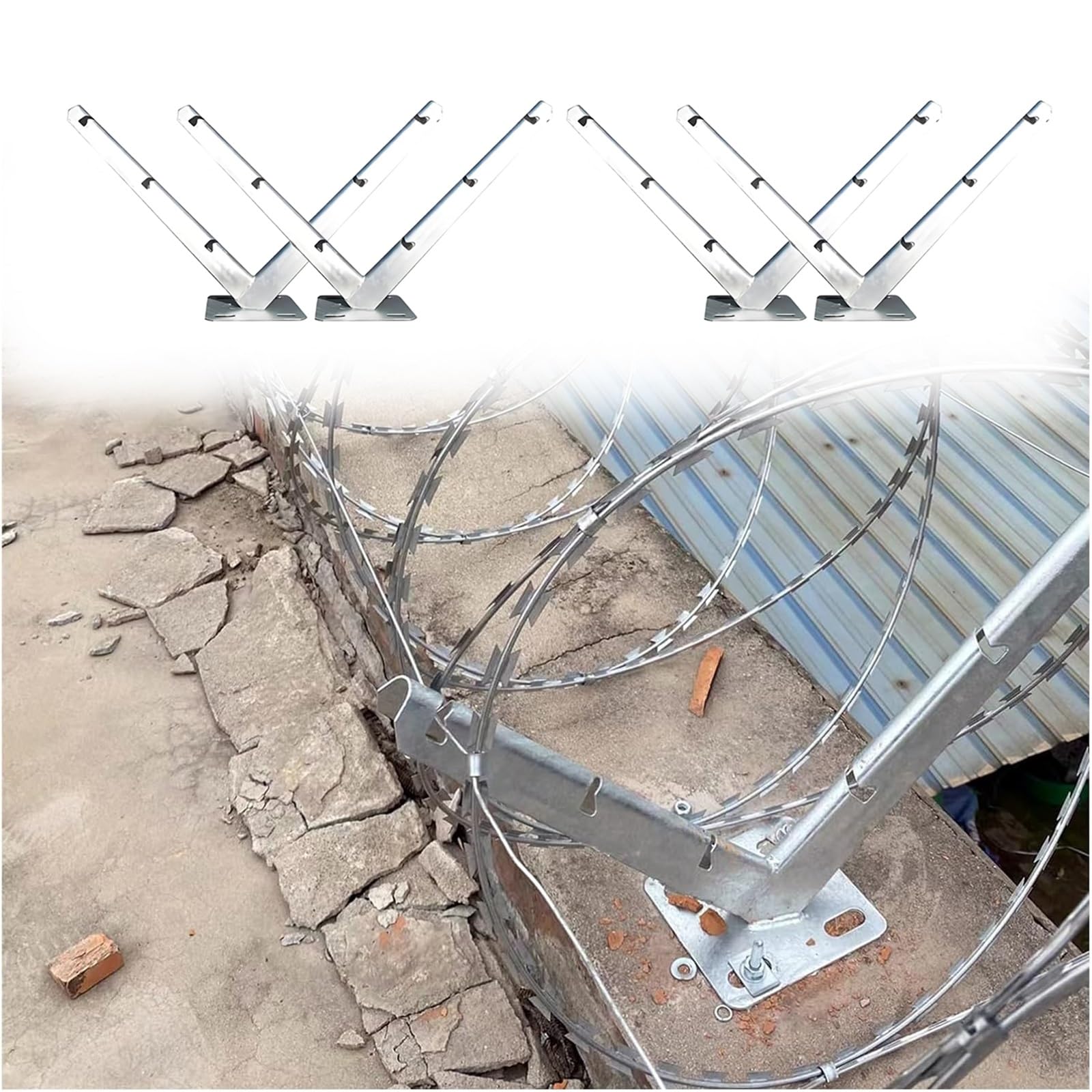 Staffe di montaggio in filo spinato con base, mensola zincata per recinzione per protezione di gabbie e sicurezza in giardino
