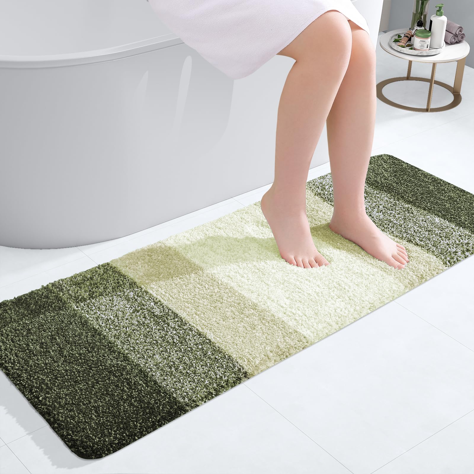 OLANLY Bathroom Runner Rug 47x17, Extra Soft Absorbent Microfiber Bath Rugs
