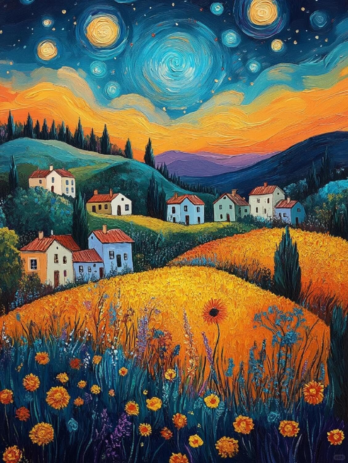 Rqwybcaxn Bead Embroidery Kits Cartoon Town 40x50cm