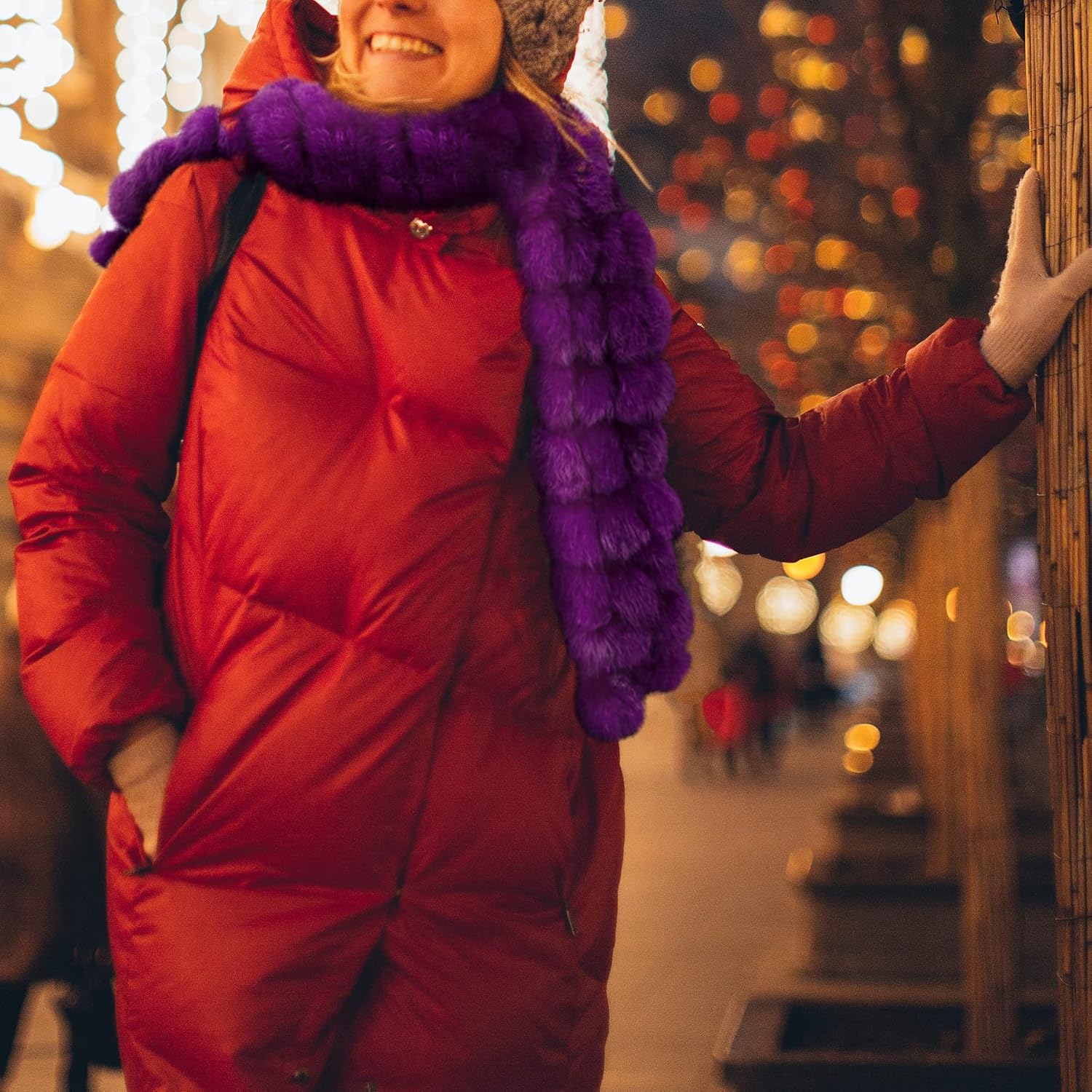 bvya Winter Women Girls Real Rabbit Soft Fur Scarf Warm Neck Wrap - Image 5