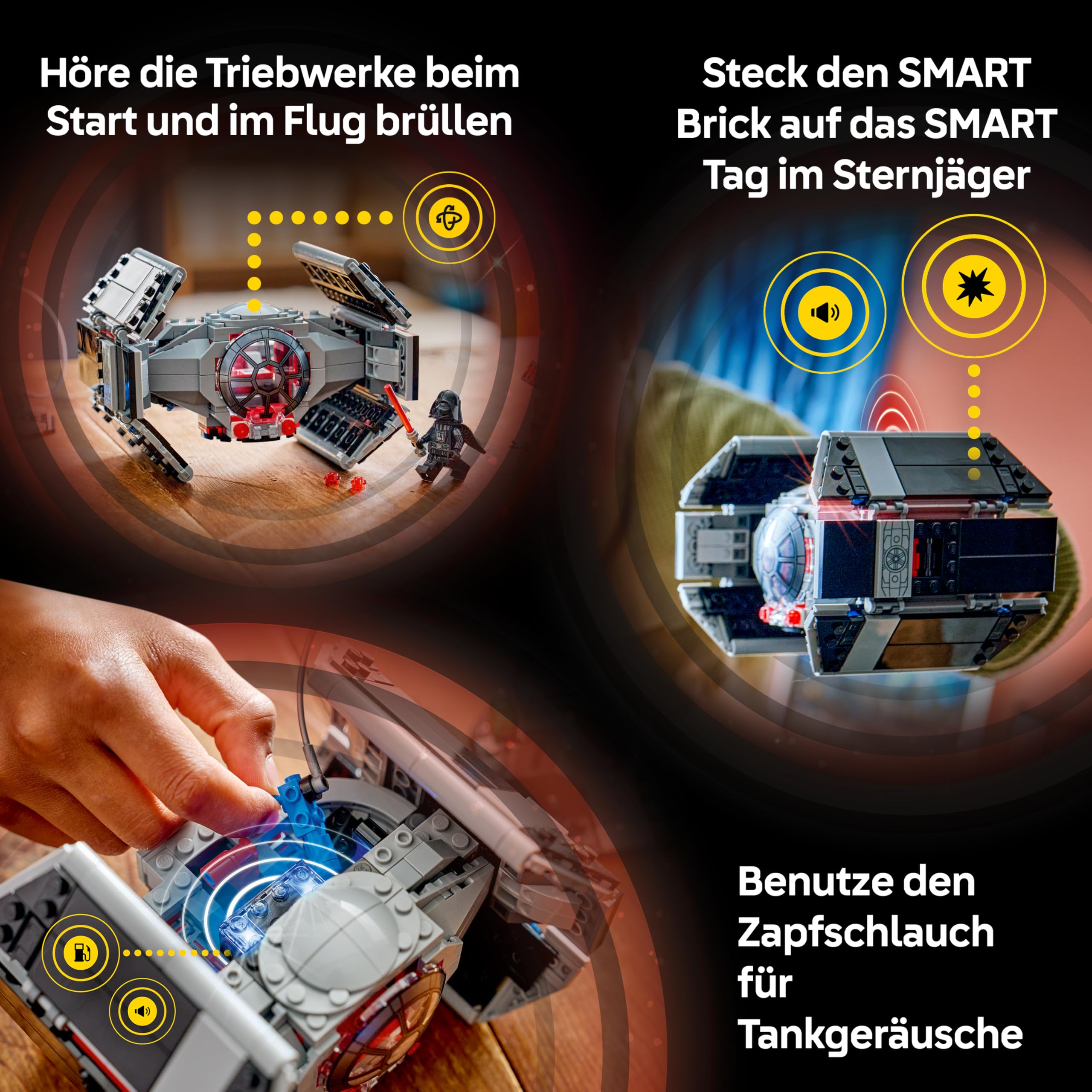 LEGO Star Wars 75421 SMART Play: Darth Vaders TIE Fighter - Interaktives All-in-1 Spielset mit SMART Brick, Tag, Minifigur & Ladegerät - Geschenk für Jungen, Mädchen ab 8 Jahren und Erwachsene Fans