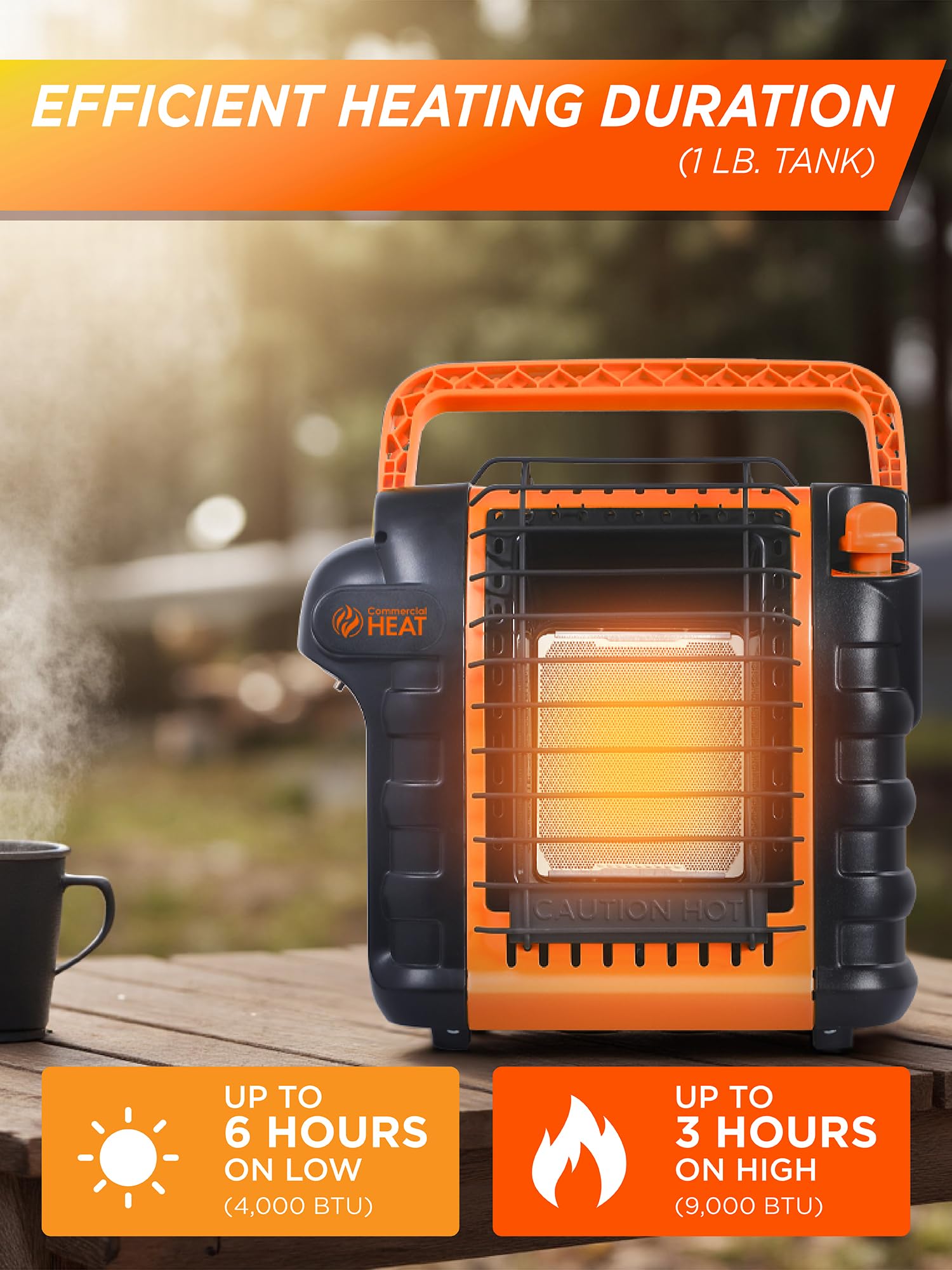 9000 BTU Portable Propane Heater - Keep Warm Outdoors -3