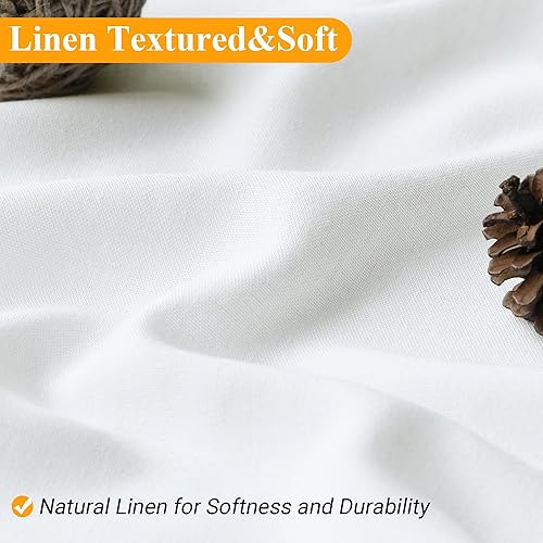 Miniatura 3 de Naturoom - Juego de cortina de ducha de lino, tela texturizada, cortina de ducha de tela con ganchos, estilo simple, elegante, moderno, rústico y de