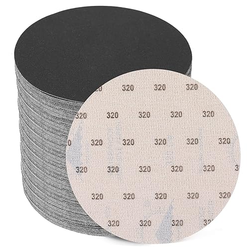 Disco de lijado de grano 320 de 6 pulgadas, GOH DODD 25 piezas de papel de lija húmedo y seco con almohadillas de lijado de gancho y bucle, papel de