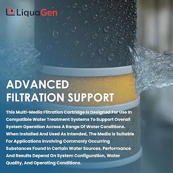 LiquaGen Carbon + KDF-55 & KDF-85 Water Filter Replacement Cartridge Helps Manage Chlorine, Iron & Sulfur Odor, Refillable, Universal 2.5 x 10, 2.5 x 20, 4.5 x 10, 4.5 x 20 (4, 4.5 x 10)