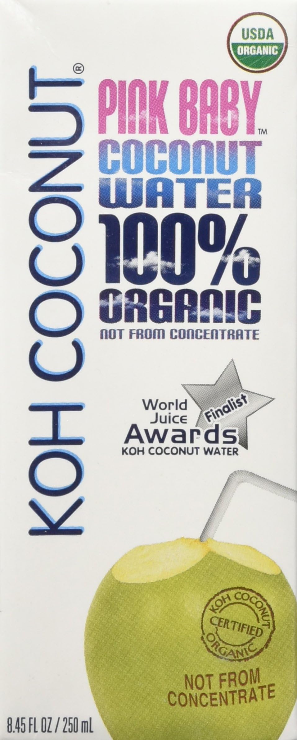 KOH Coconut 100% Organic Baby Coconut Water, 250ml, Pink, 12 Count