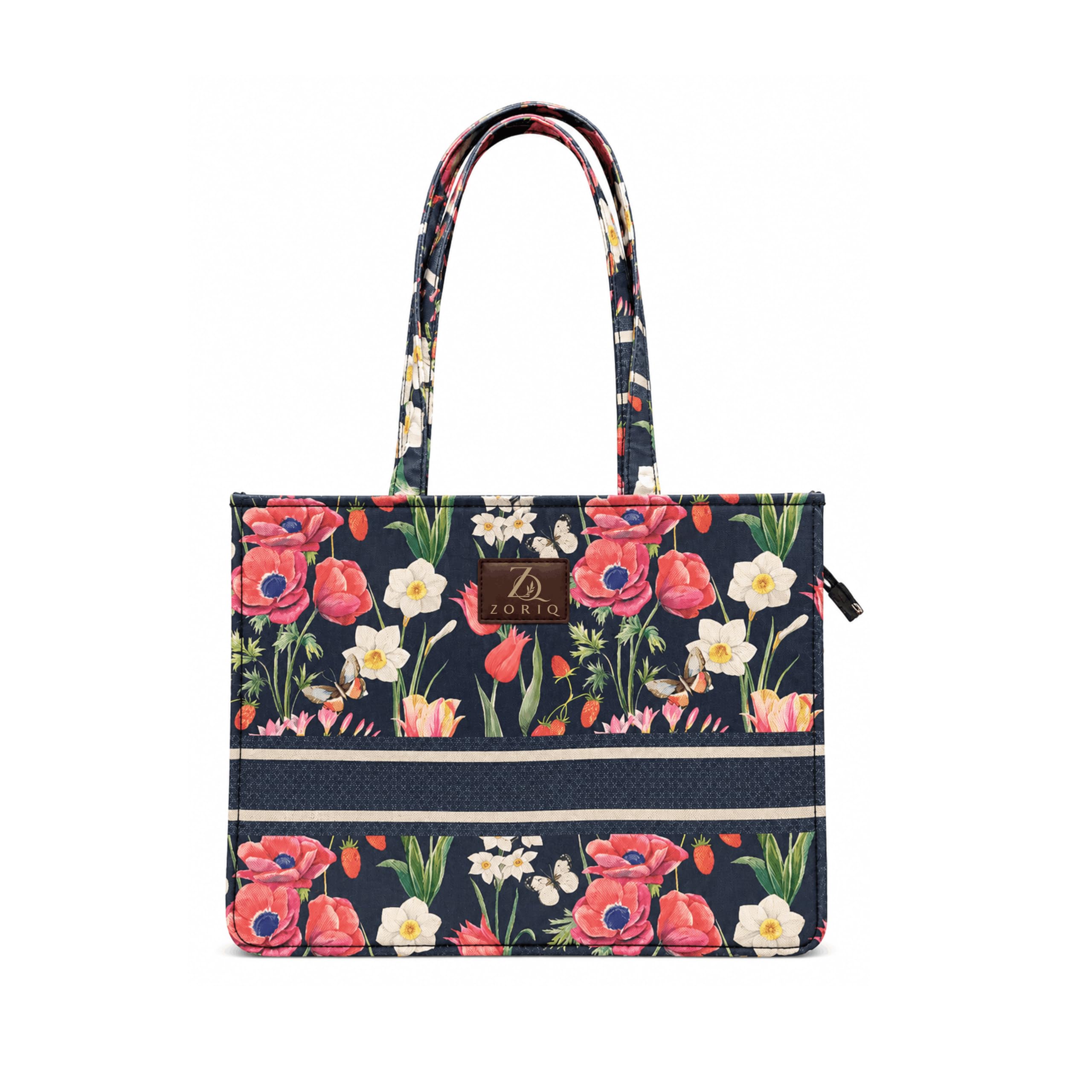 Women Printed Tote Bag Stylish Shoulder Handbag Side Purse Zipper Pocket Travel Office Casual Canvas Totes Ladies College Shopping Bucket Daily Use Hand Bag for Girls-image-39