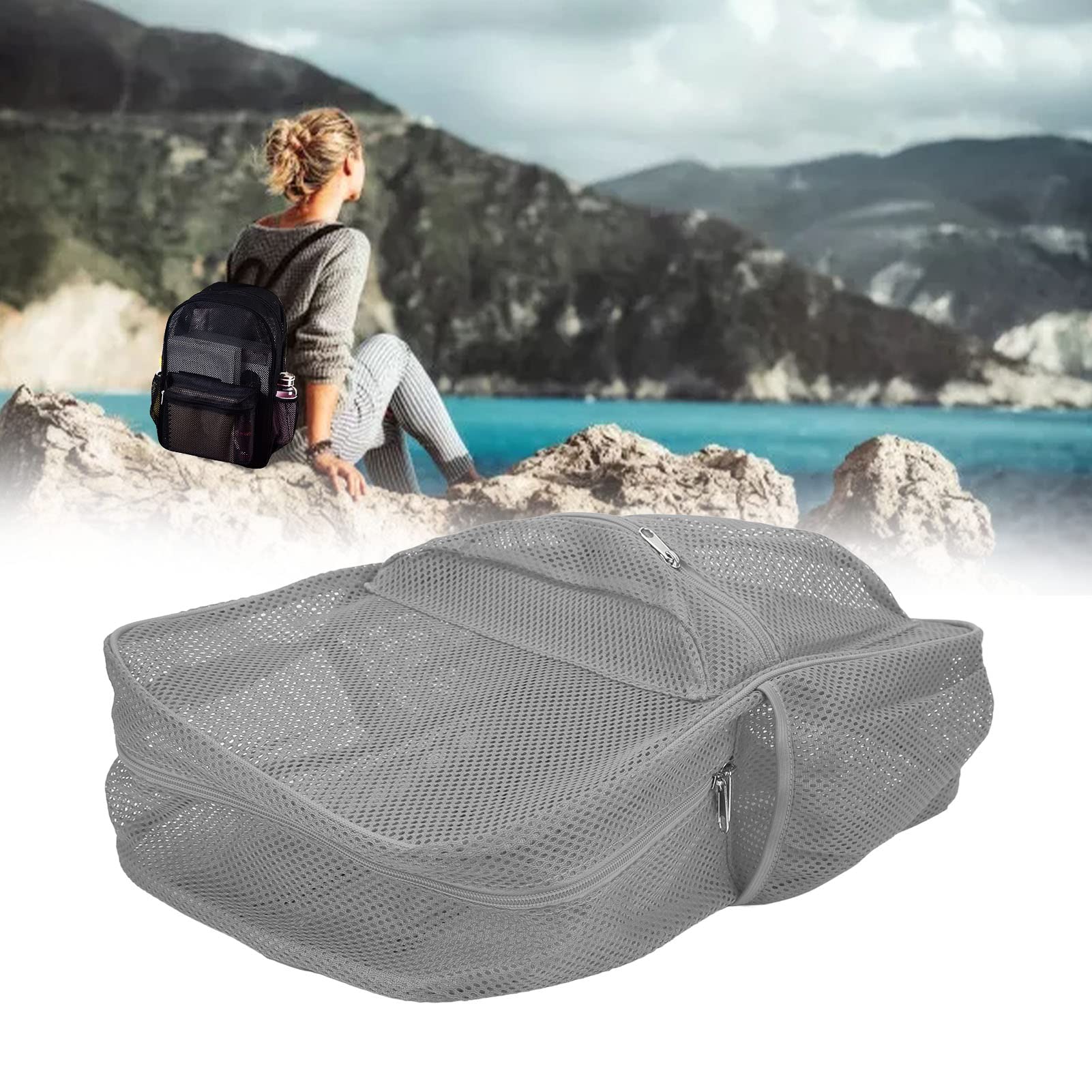 Zaino In Rete Di Poliestere Resistente, Borsa Universitaria